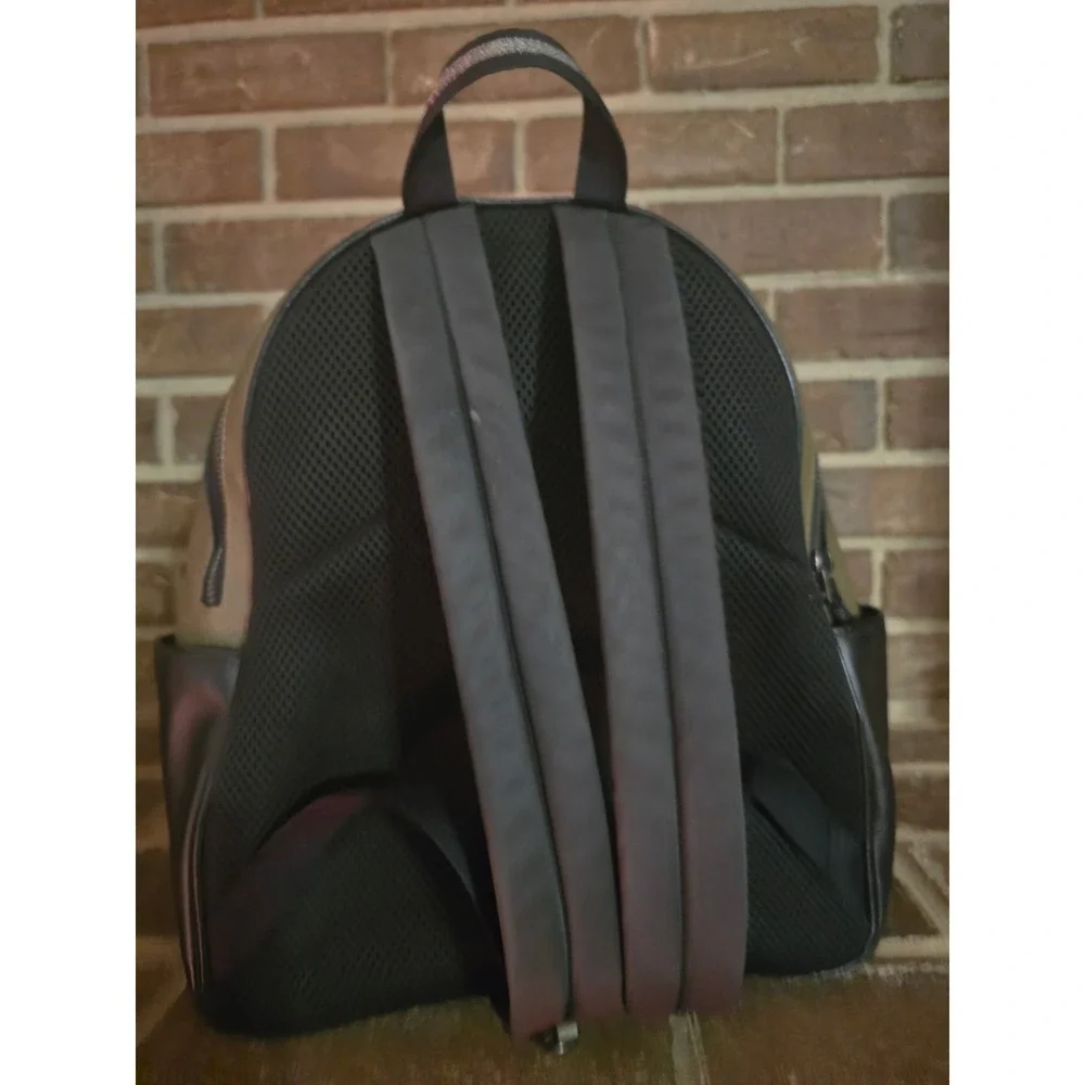Coach Court Backpack Color Block Leather Bag Olive Black White - Picture 7 of 10